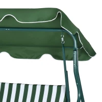 Outsunny Outdoor Porch Swing with Adjustable Canopy, 3-Seater Patio Swing Chair with Cushion, Green(m-12)