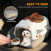 PawHut Hard-Sided Travel Pet Carrier, Plastic Dog and Cat Kennel for Small Dogs and Cats, Portable Crate with Steel Wire Door(m-7)