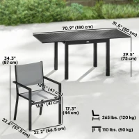 Outsunny 7 Pieces Outdoor Dining Set, Aluminum Patio Table and Chairs Set for 6 with Extendable Tabletop and Stackable Chairs(m-3)
