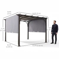 Outsunny 10' x 10' Outdoor Pergola Patio Gazebo Canopy Sun Shelter, Steel Frame, Grey(m-3)