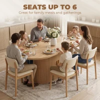 HOMCOM Dining Table Modern Farmhouse Kitchen Table Under-Table Cabinet Oak(m-4)