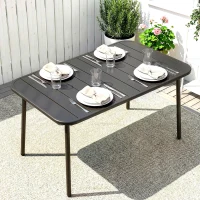 Outsunny 47" x 28" Outdoor Dining Table for 4, Rectangular Patio Table with Slatted Top and Rounded Edges, Grey(m-1)