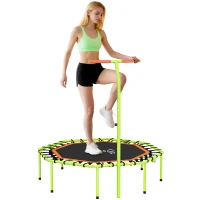 Soozier 50" Foldable Mini Trampoline, Fitness Trampoline Rebounder with Bungee, Adjustable Handle Bar, Stable & Quiet(m-9)