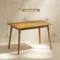HOMCOM 47" x 30" Dining Table, Farmhouse Dining Room Table with Pine Wood Frame, Space Saving Kitchen Table, Brown(m-3)