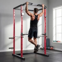 Soozier Power Cage, 1000 lbs Capacity Power Rack with Adjustable Height, Squat Rack for Home Gym Strength Training(m-1)