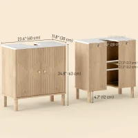 HOMCOM Floor Standing Bathroom Vanity, Bathroom Vanity Cabinet with Adjustable Shelf, Oak(m-3)