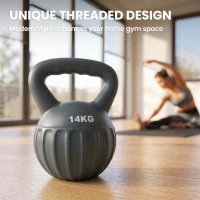 Soozier Kettlebell, 31 lbs Kettle Bell with Non-Slip Handle for Home Gym, Weight Lifting and Strength Training, Grey(m-4)