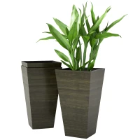 Outsunny Tall Planter for Outdoor Plants Set of 3, 28 Inch Taper Planter with Drainage Holes, Bronze(m-9)