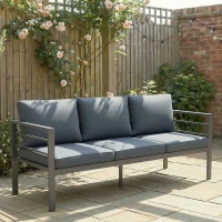 Outsunny Aluminum Garden Sofa, 3-Person Outdoor Couch, Backyard Furniture for 3-person with Cushions, 72.8" x 26" x 25.2", Grey(m-1)