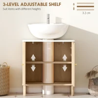 HOMCOM Floor Standing Bathroom Vanity, Bathroom Vanity Cabinet with Adjustable Shelf, Oak(m-5)