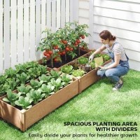 Outsunny Wooden Raised Garden Bed, 8 x 4 x 1ft Elevated Garden Box with Dividers and Open Bottom, Outdoor Raised Planter Box(m-5)