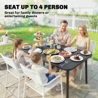 Outsunny 47" x 28" Outdoor Dining Table for 4, Rectangular Patio Table with Slatted Top and Rounded Edges, Grey(m-4)