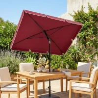 Outsunny 6.5x4ft Rectangle Patio Umbrella Aluminum Tilt Adjustable Garden Parasol Sun Shade Outdoor Canopy Red(m-1)