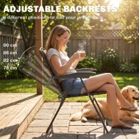 Outsunny Folding Outdoor Bistro Set, Patio Table and Chairs with Reclining Backrest and Round Dining Table, Brown(m-5)
