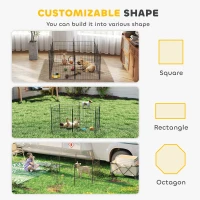 PawHut Dog Playpen for Indoor Outdoor use, Heavy Duty Dog Fence with Door, 23.6" High, 8 Panels, Black(m-4)