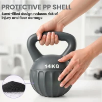 Soozier Kettlebell, 31 lbs Kettle Bell with Non-Slip Handle for Home Gym, Weight Lifting and Strength Training, Grey(m-5)