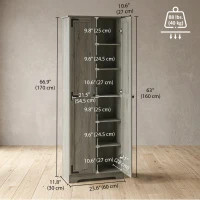 HOMCOM 67" Farmhouse Pantry Cabinet with 2 Doors, Tall Storage Cabinet with Adjustable Shelves, Distressed Grey(m-3)