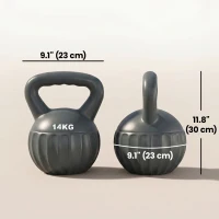 Soozier Kettlebell, 31 lbs Kettle Bell with Non-Slip Handle for Home Gym, Weight Lifting and Strength Training, Grey(m-3)