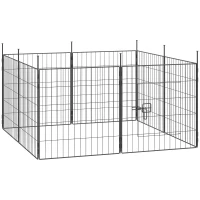 PawHut Dog Playpen for Indoor Outdoor use, Heavy Duty Dog Fence with Door, 23.6" High, 8 Panels, Black(m-2)