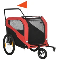 Aosom 2-in-1 Dog Bike Trailer for Large Dogs, Red(m-2)