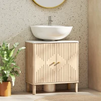 HOMCOM Floor Standing Bathroom Vanity, Bathroom Vanity Cabinet with Adjustable Shelf, Oak(m-1)