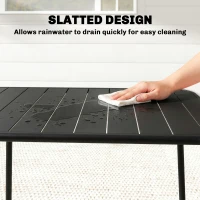 Outsunny 47" x 28" Outdoor Dining Table for 4, Rectangular Patio Table with Slatted Top and Rounded Edges, Grey(m-6)