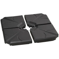 Outsunny 4 Piece Umbrella Base Stand Cantilever Offset Patio Umbrella Weight Plates w/ U Locking, 123 lb Capacity Water or 158 lb Capacity Sand, Black(m-2)