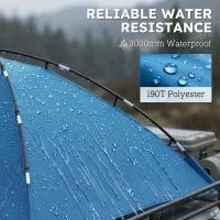 Outsunny Car Awning Camping Tailgate Tent for SUV, 3000mm Waterproof Car Side Awning with Carry Bag, Light Blue(m-6)