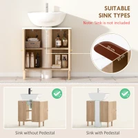 HOMCOM Floor Standing Bathroom Vanity, Bathroom Vanity Cabinet with Adjustable Shelf, Oak(m-4)