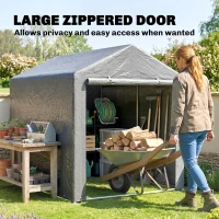 Outsunny Portable Bicycle Shed with Galvanized Steel Frame and Large Door, Waterproof Outdoor Shed for Garden Tools, Light Grey(m-6)