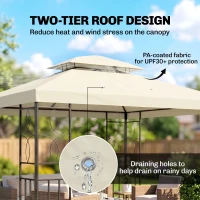 Outsunny 10x13ft Steel Gazebo Sun Shelter Patio Outdoor Party Event Canopy Vented Roof Cream White(m-4)