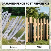 Outsunny 4 Pack Fence Post Repair Kit, 32" Steel Fence Post Support with Drill for Wooden Fences, Broken Gate, Posts(m-4)