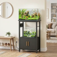 PawHut 5-10 Gallon Fish Tank Stand Aquarium Stand with Power Outlets, Cabinet, Shelf, 550 lbs Capacity, 20.5" x 11" x 31.5"(m-8)