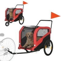 Aosom 2-in-1 Dog Bike Trailer for Large Dogs, Red(m-9)