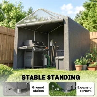 Outsunny Portable Bicycle Shed with Galvanized Steel Frame and Large Door, Waterproof Outdoor Shed for Garden Tools, Light Grey(m-5)