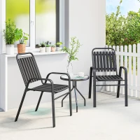 Outsunny Stackable Outdoor Dining Chairs Set of 2, for Patio, Balcony, Deck, Garden, Black(m-1)