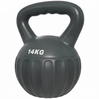 Soozier Kettlebell, 31 lbs Kettle Bell with Non-Slip Handle for Home Gym, Weight Lifting and Strength Training, Grey(m-2)
