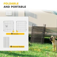 PawHut Dog Playpen for Indoor Outdoor use, Heavy Duty Dog Fence with Door, 23.6" High, 8 Panels, Black(m-6)
