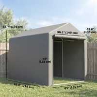 Outsunny Portable Bicycle Shed with Galvanized Steel Frame and Large Door, Waterproof Outdoor Shed for Garden Tools, Light Grey(m-3)