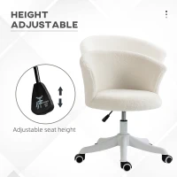 Vinsetto Armless Office Chair, Fluffy Computer Desk Chair with Adjustable Height, Swivel Wheels, Mid Back, White(m-5)