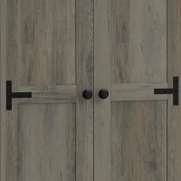 HOMCOM 67" Farmhouse Pantry Cabinet with 2 Doors, Tall Storage Cabinet with Adjustable Shelves, Distressed Grey(m-12)