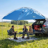 Outsunny Car Awning Camping Tailgate Tent for SUV, 3000mm Waterproof Car Side Awning with Carry Bag, Light Blue(m-8)