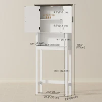 HOMCOM Over The Toilet Storage, Bathroom Cabinet Over Toilet with Open Shelf and Adjustable Bottom Bar, White(m-3)