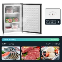 HOMCOM Upright Freezer, 3 Cu.Ft Mini Freezer with Reversible Single Door, Adjustable Thermostat for Home, Dorm, Silver(m-4)