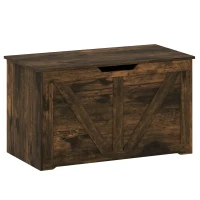 HOMCOM 31.5 Inches Storage Chest, Storage Trunk with Safety Hinge for Living Room, Rustic Brown(m-2)