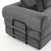HOMCOM 5-in-1 Convertible Sofa Bed, L-Shaped Loveseat Reversible Sleeper Sofa with 2 Pillows, Dark Grey(m-9)