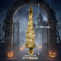 HOMCOM 6FT Life Size Halloween Hanging Mummy, Upside Down Cocoon Dead Body Decoration with Sound Touch Activated(m-3)
