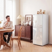 HOMCOM 7.0 Cu.Ft Upright Freezer, Compact Stand Up Freezer with 6 Adjustable Shelves, Reversible Door for Home Office, White