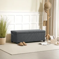 HOMCOM 44 Inches Ottoman with Storage, Lid, Legs, Corduroy End of Bed Bench for Living Room, Bedroom, Entryway, Grey(m-8)