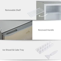 HOMCOM 1.1 Cu. Ft. Mini Freezer, Compact Upright Freezer with Reversible Door, Removable Shelf, Adjustable Temperature, Grey(m-7)
